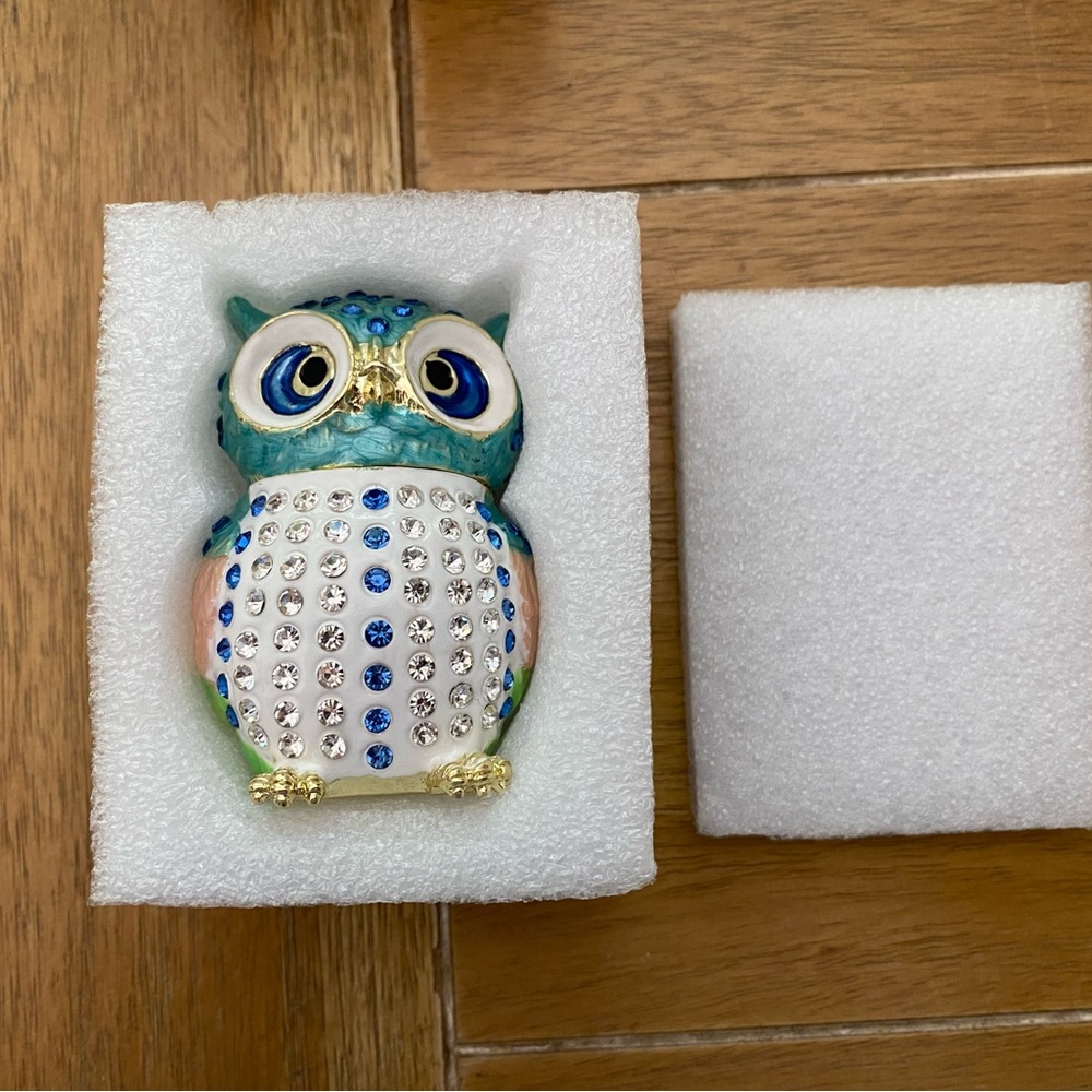 Jeweled Owl Trinket Decorative Box NIB - Picture 3 of 5